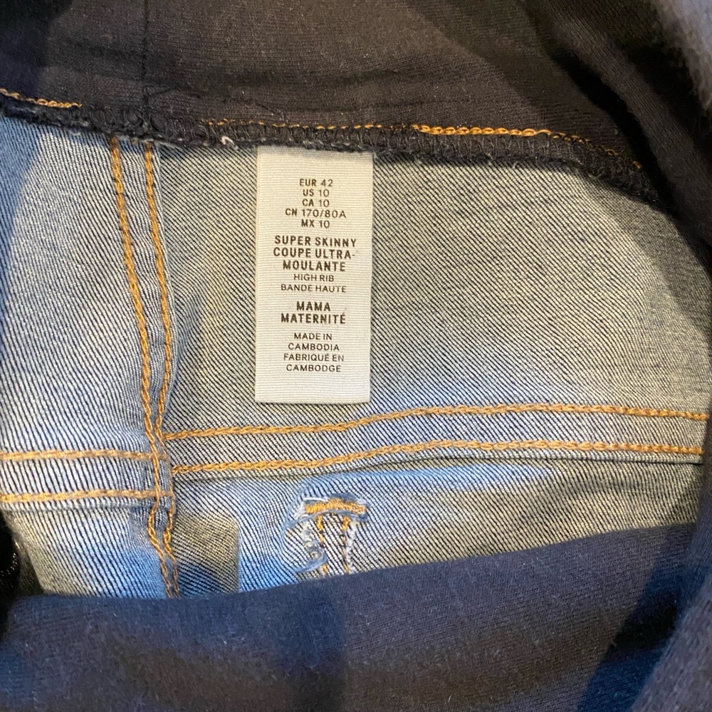 ❌SOLD❌ H&M Mama Super Skinny High Rib Maternity Denim Size 10 Jeans Medium Wash - Picture 2 of 7